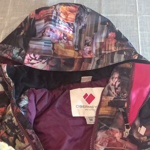 Obermeyer Black Ski Jacket with Artistic Print Girls Taja